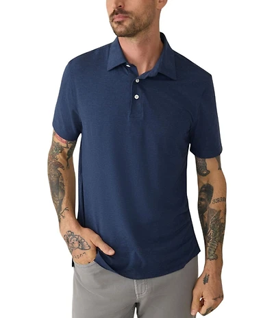 Faherty Movement Feeder Stripe Stretch Short Sleeve Polo Shirt