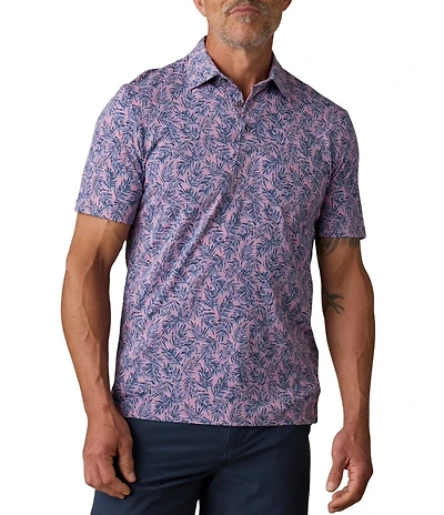 Faherty Movement Pique Foliage Print Short Sleeve Polo Shirt
