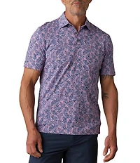 Faherty Movement Pique Foliage Print Short Sleeve Polo Shirt