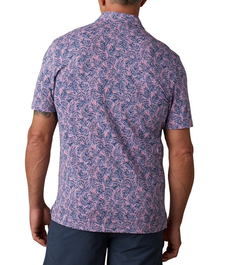 Faherty Movement Pique Foliage Print Short Sleeve Polo Shirt