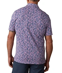 Faherty Movement Pique Foliage Print Short Sleeve Polo Shirt