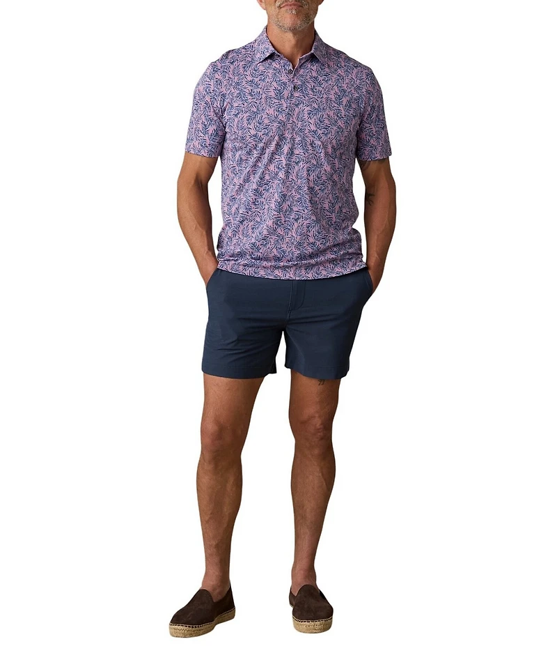 Faherty Movement Pique Foliage Print Short Sleeve Polo Shirt