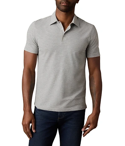 Faherty Movement Stripe Pattern Short Sleeve Polo Shirt