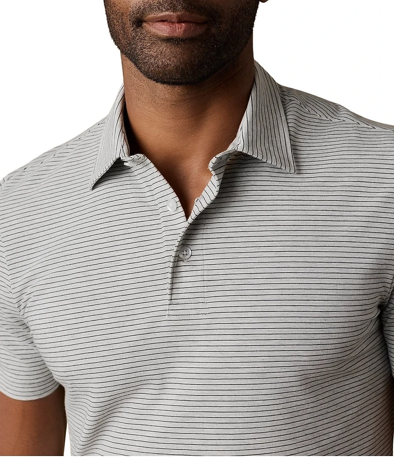 Faherty Movement Stripe Pattern Short Sleeve Polo Shirt