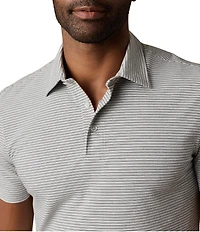 Faherty Movement Stripe Pattern Short Sleeve Polo Shirt