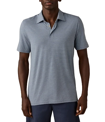 Faherty Movement Stripe Stretch Short Sleeve Classic Polo Shirt