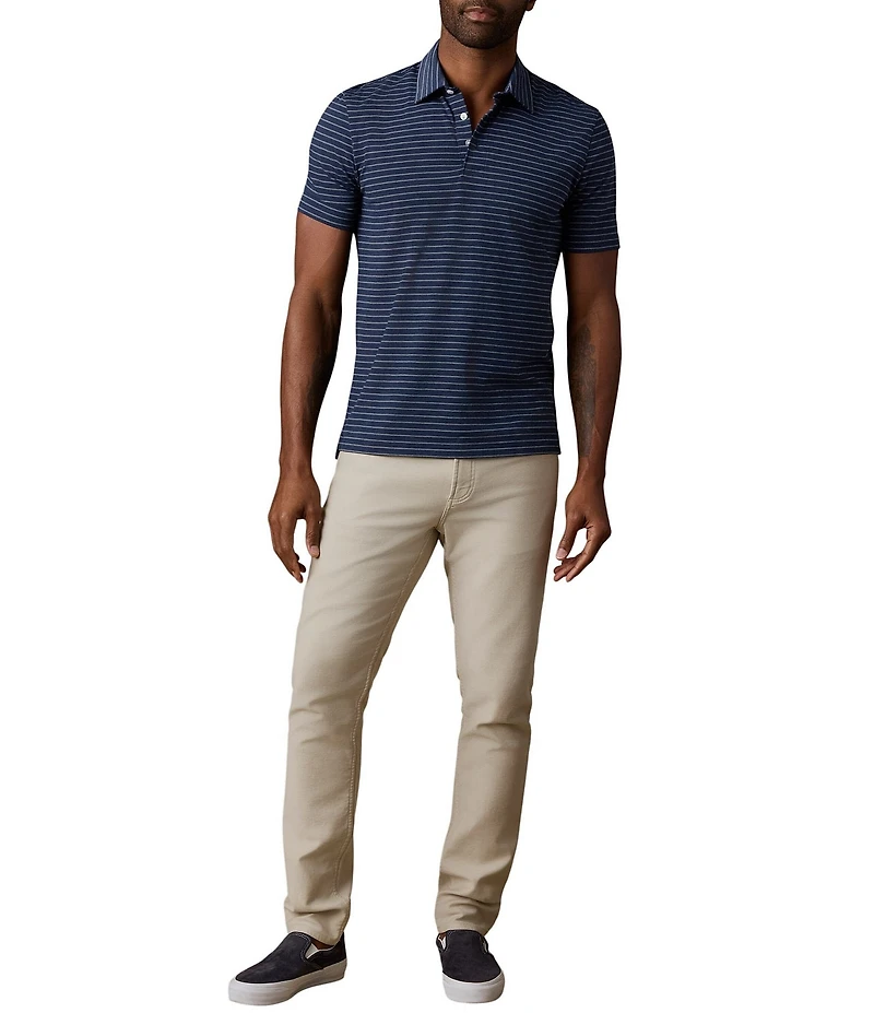 Faherty Movement Thin Stripe Short Sleeve Polo Shirt