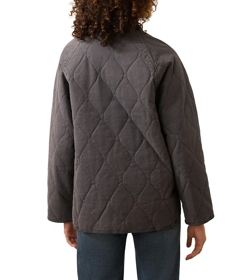 Faherty Organic Cotton Blend Quilted Mock Neck Long Sleeve Jacket