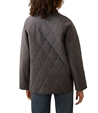 Faherty Organic Cotton Blend Quilted Mock Neck Long Sleeve Jacket