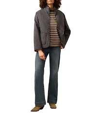 Faherty Organic Cotton Blend Quilted Mock Neck Long Sleeve Jacket