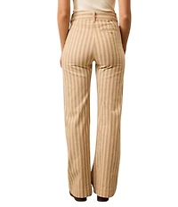 Faherty Organic Cotton Blend Slim Woven Striped Mid Rise Straight Leg Pants