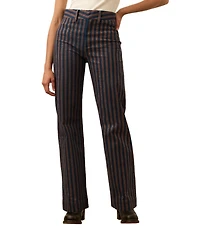 Faherty Organic Cotton Blend Slim Woven Striped Mid Rise Straight Leg Pants