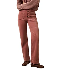 Faherty Organic Cotton Blend Stretch Terry Corded Woven Mid Rise Full Length Pants