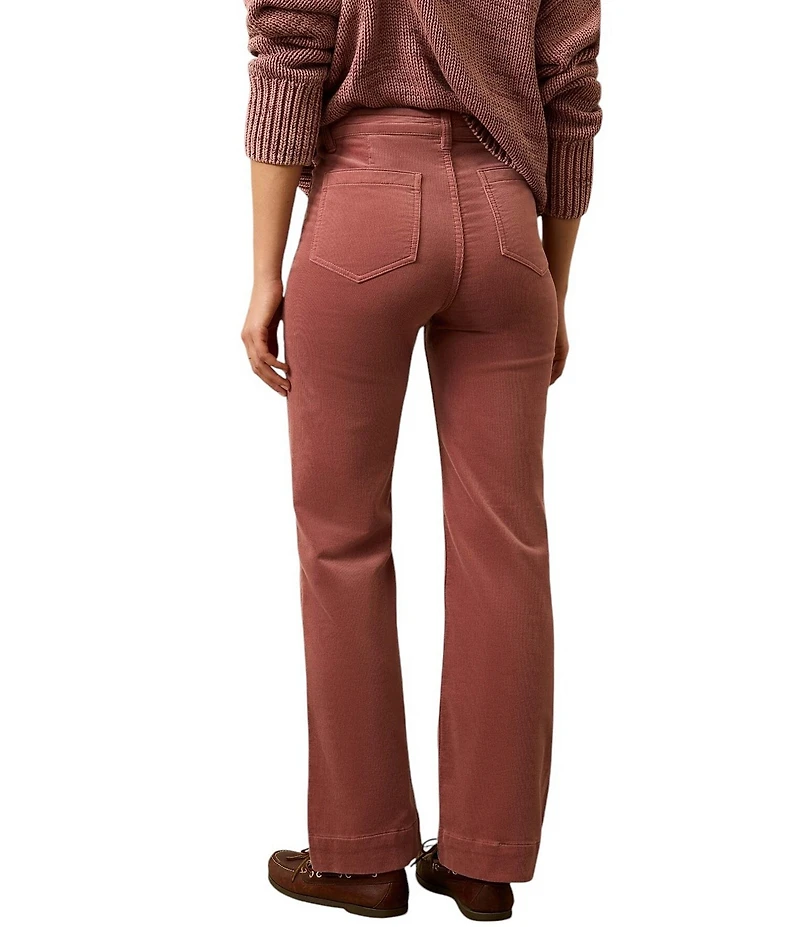 Faherty Organic Cotton Blend Stretch Terry Corded Woven Mid Rise Full Length Pants