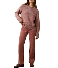 Faherty Organic Cotton Blend Stretch Terry Corded Woven Mid Rise Full Length Pants