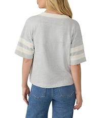 Faherty Organic Cotton Slub Varsity Knit Striped V-Neck Short Sleeve Tee