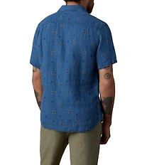 Faherty Palma Linen Floral Short Sleeve Woven Shirt