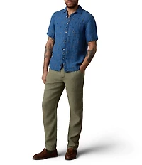 Faherty Palma Linen Floral Short Sleeve Woven Shirt