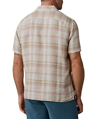Faherty Palma Linen Plaid Short Sleeve Woven Camp Shirt