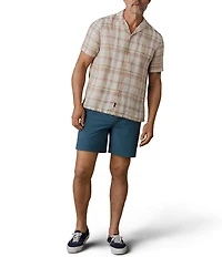 Faherty Palma Linen Plaid Short Sleeve Woven Camp Shirt