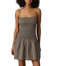 Faherty Poplin Square Neck Sleeveless Drop Waist Mini Dress