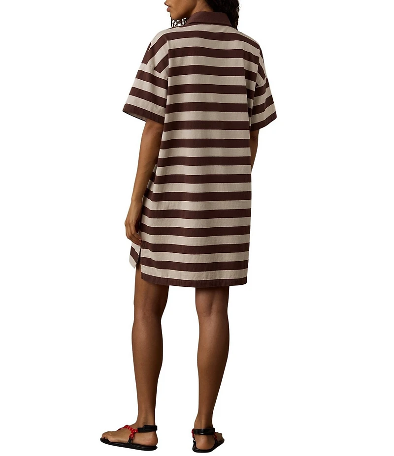 Faherty Recycled Stripe Knit Collar Neck Short Sleeve Dress