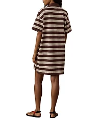 Faherty Recycled Stripe Knit Collar Neck Short Sleeve Dress