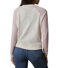 Faherty Slub Knit Organic Cotton Sunrise Print Crew Neck Long Sleeve Top