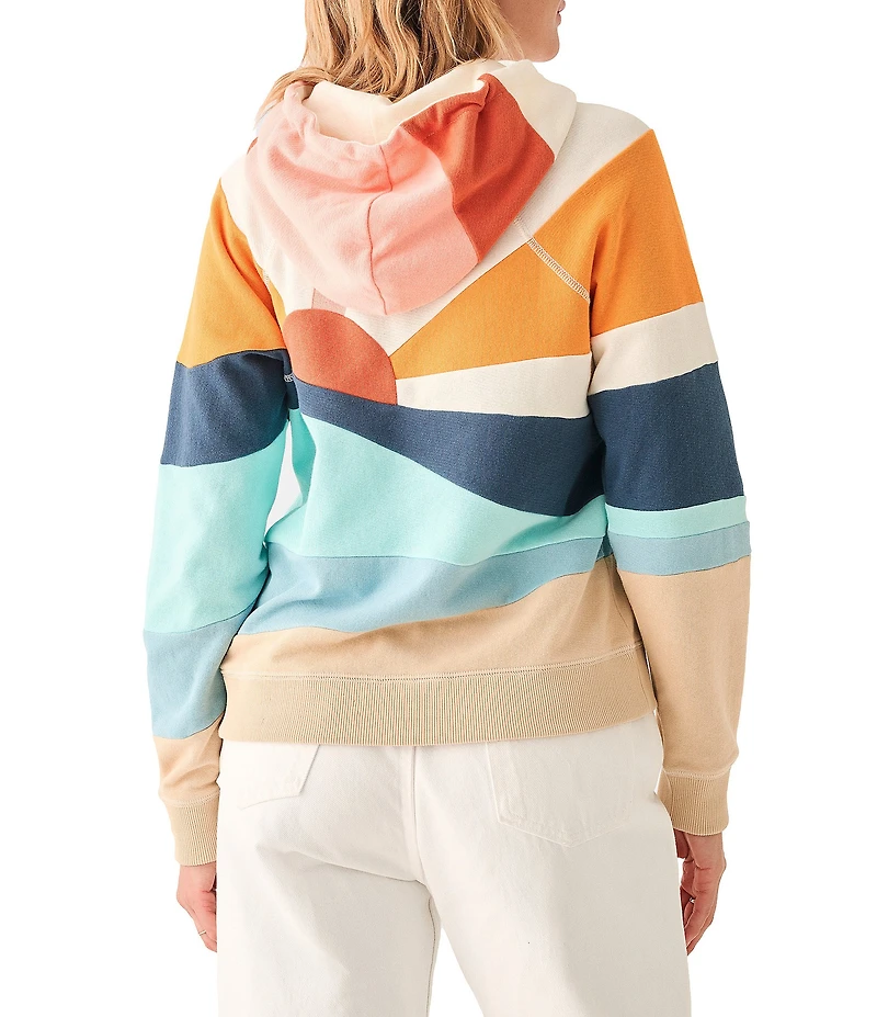 Faherty Soleil Abstract Sun Print Long Sleeve Pullover Hoodie