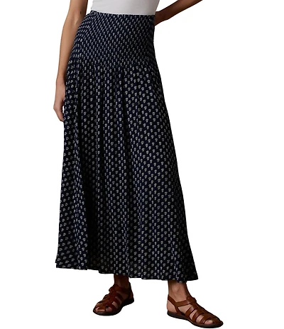 Faherty Sophia Smocked Midi A-Line Coordinating Skirt