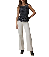 Faherty Sophia Woven Boat Neck Sleeveless Smocked Babydoll Top
