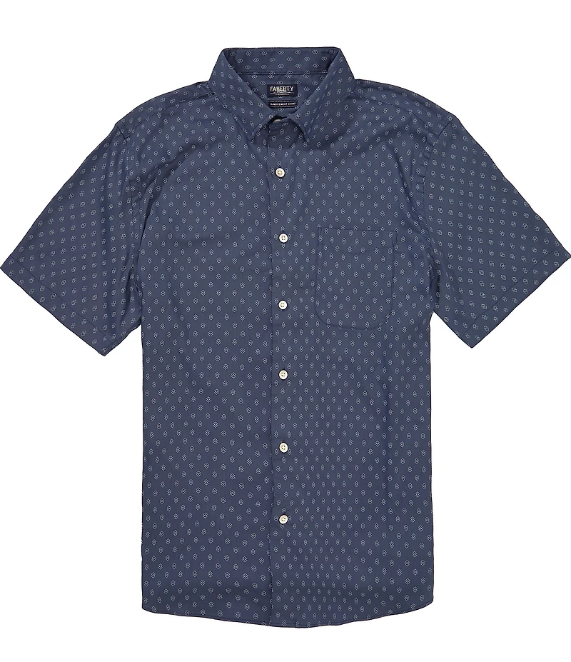 Faherty Stretch Movement Short Sleeve Geometric Print Woven Shirt