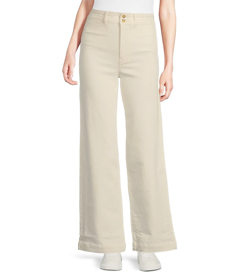 Faherty Stretch Terry Harbor High Rise Wide Leg Jeans