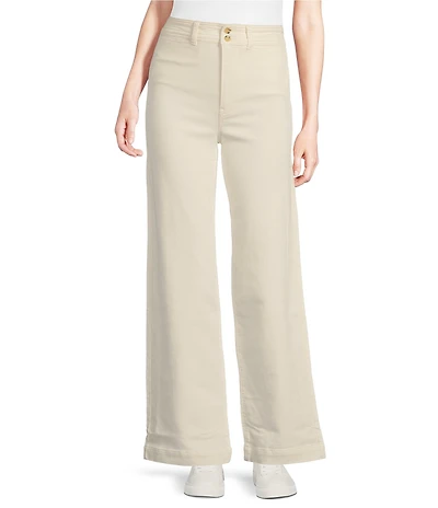 Faherty Stretch Terry Harbor High Rise Wide Leg Jeans