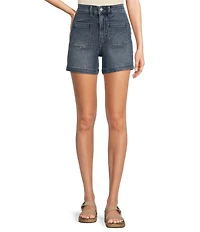 Faherty Stretch Terry Front Patch Pocket High Rise Shorts