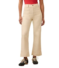 Faherty Stretch Woven High Rise Full Length Wide Leg Pants