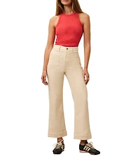 Faherty Stretch Woven High Rise Full Length Wide Leg Pants