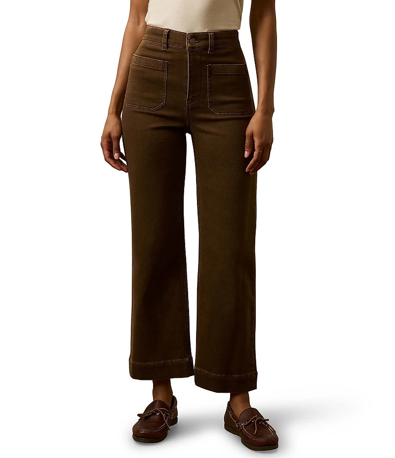 Faherty Stretch Woven High Rise Full Length Wide Leg Pants