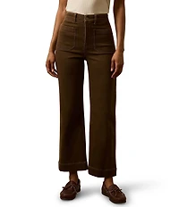 Faherty Stretch Woven High Rise Full Length Wide Leg Pants