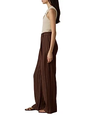 Faherty Stripe High-Rise Straight Leg Pleated Pants