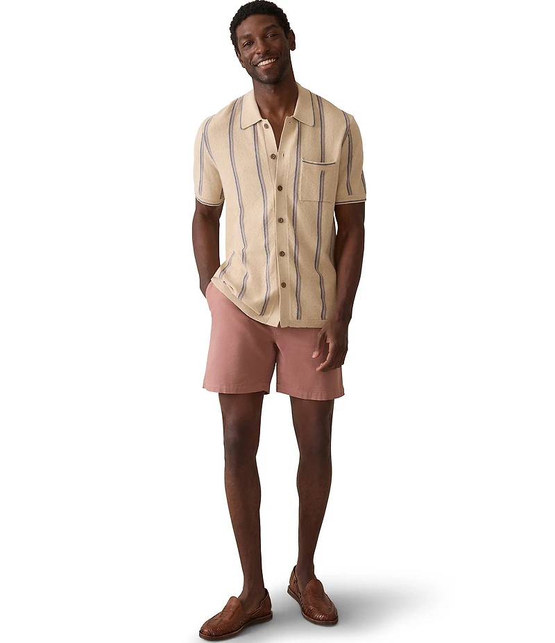 Faherty Stripe Short Sleeve Sweater Shirt
