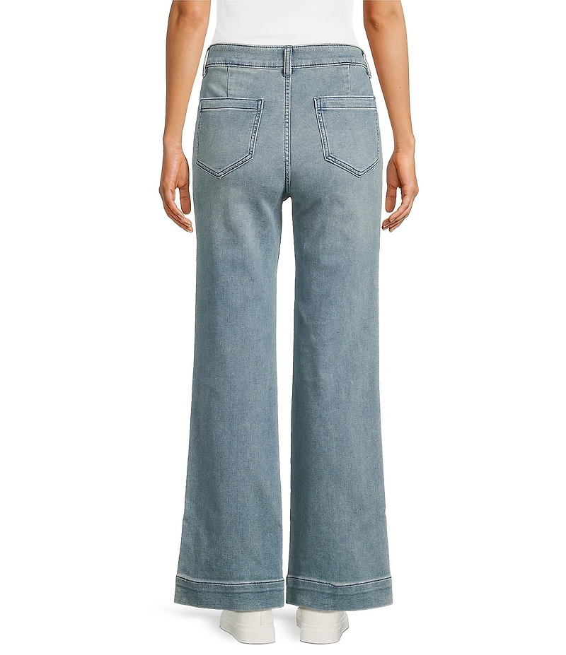 Faherty Stretch Terry High Rise Wide Leg Front Patch Pocket Jeans