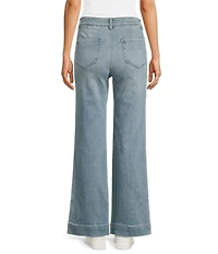 Faherty Stretch Terry High Rise Wide Leg Front Patch Pocket Jeans