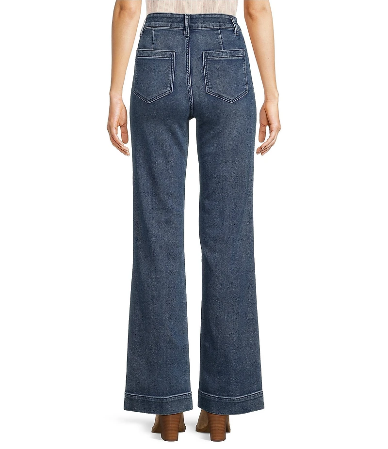 Faherty Stretch Terry High Rise Wide Leg Front Patch Pocket Jeans