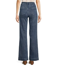 Faherty Stretch Terry High Rise Wide Leg Front Patch Pocket Jeans