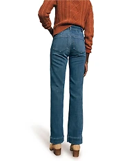 Faherty Stretch Terry High Rise Wide Leg Front Patch Pocket Jeans