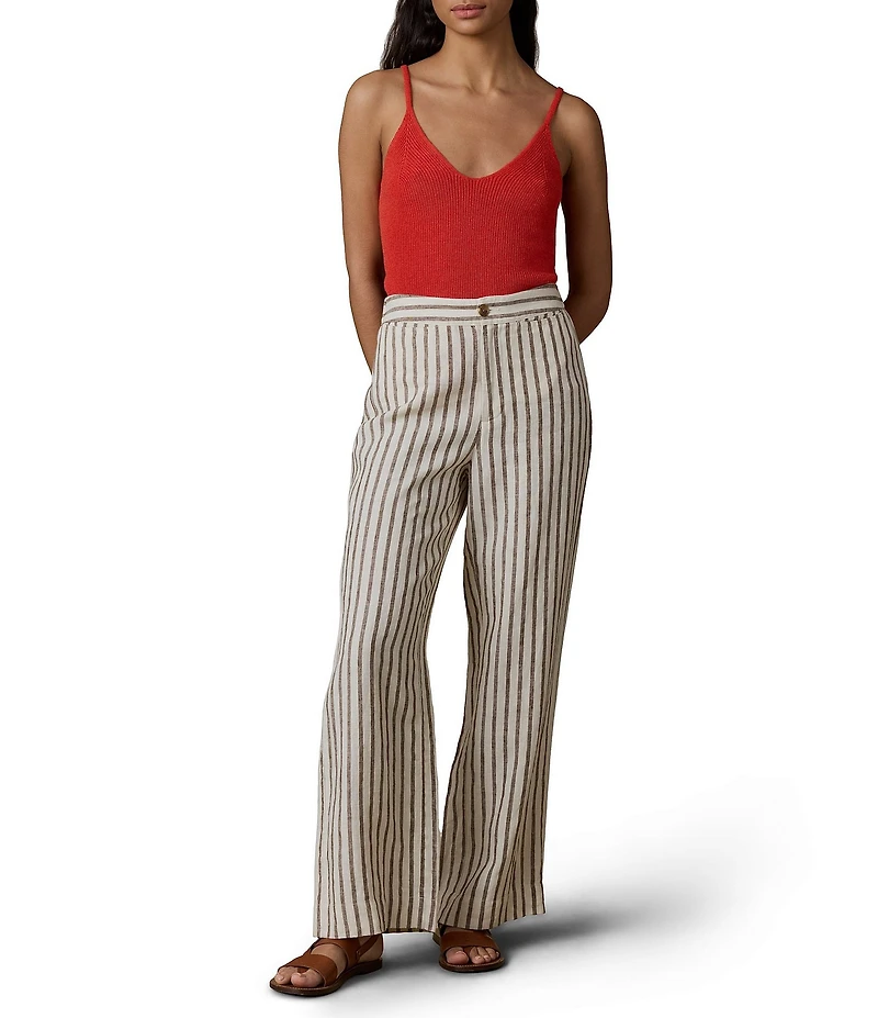 Faherty Sun Cruiser Linen Striped Wide Leg Pants