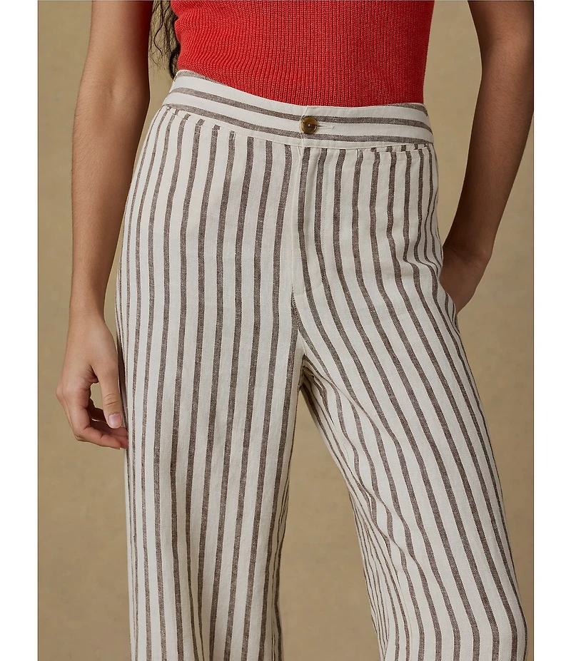 Faherty Sun Cruiser Linen Striped Wide Leg Pants