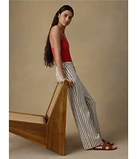 Faherty Sun Cruiser Linen Striped Wide Leg Pants