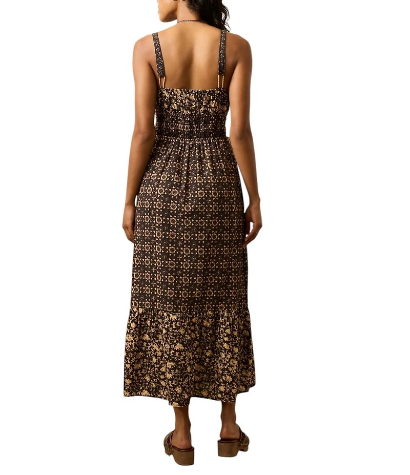 Faherty Sunbeam Knit Scoop Neck Sleeveless Empire Waist A-Line Midi Dress